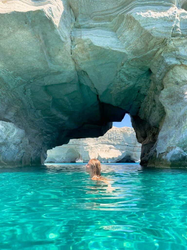milos beaches kleftiko alex in a cave