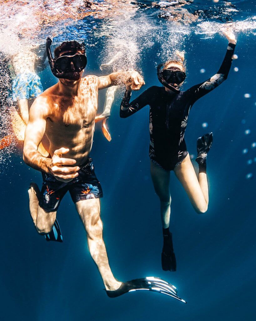 couples coordinates snorkeling exmouth australia with ningaloo discovery
