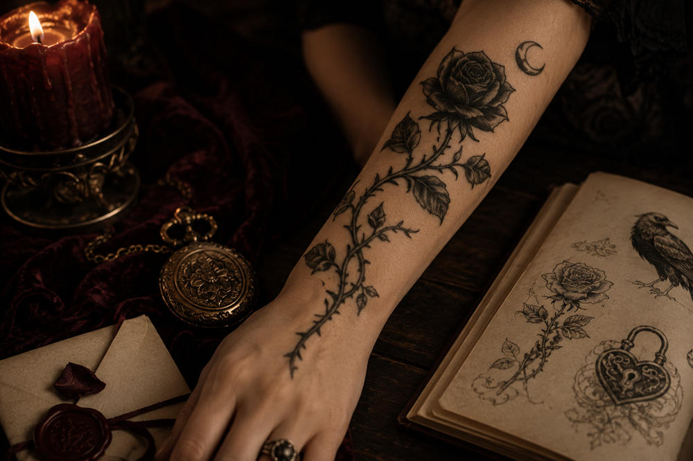 Gothic Floral and Symbolic Tattoo Ideas