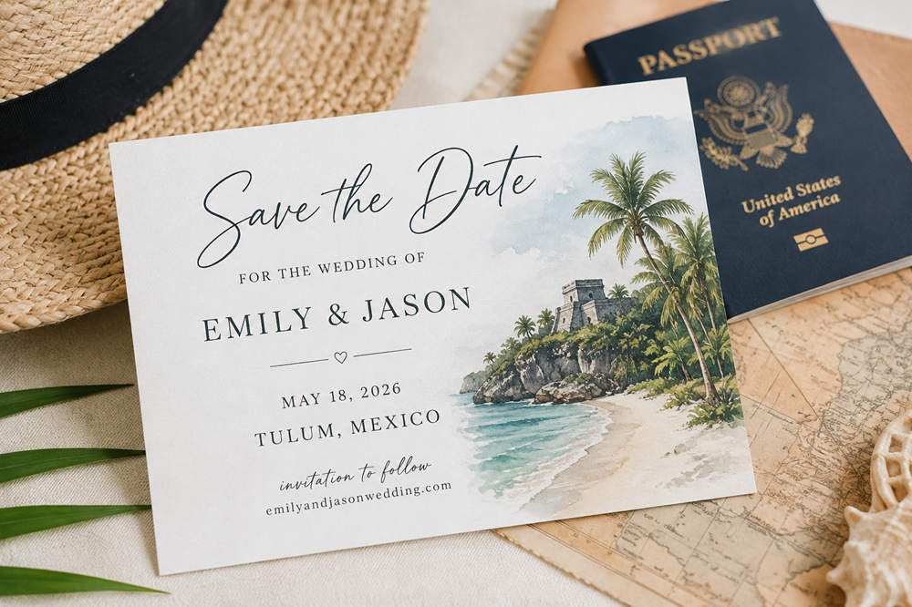 Destination wedding save the date